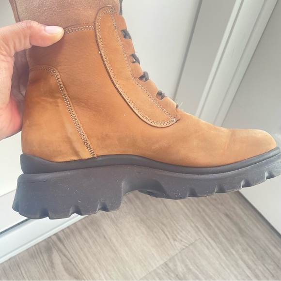 ALDO TAN SHERLING WOOL LACE UP BOOTS SIZE 39 MADE IN ITALY BLOCK HEELS - Picture 8 of 17